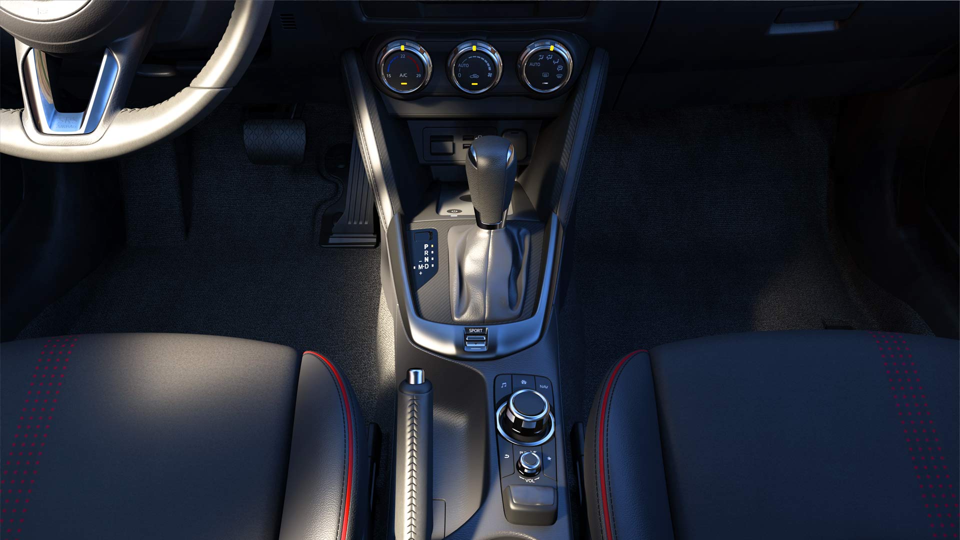 Mazda2 sedan interior consola central v1 03